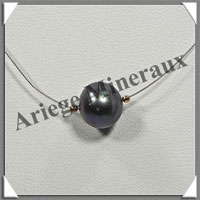 PERLES NOIRES - Collier Perle Unique 10 mm - 41 cm - N001