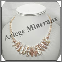 PERLES ROSES - Collier Perles Plates - 45 cm - N001