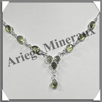PERIDOT Cristallis - Collier Argent - 10 Cabochons Facets - 42 cm - P001