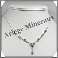 PERIDOT Cristallis - Collier Argent - 10 Cabochons Facets - 42 cm - P002