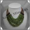 PERIDOT (Olivine) - Collier Baroque - Nuggets de 5  10 mm en 7 rangs - 39 cm - M001 USA
