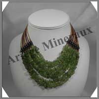 PERIDOT (Olivine) - Collier Baroque - Nuggets de 5  10 mm en 7 rangs - 39 cm - M001