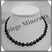 PIERRE DE NUIT (Synthse) - Collier Compos - Coeurs 10 mm - 41 cm - A001