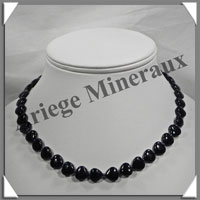 PIERRE DE NUIT (Synthse) - Collier Compos - Coeurs 10 mm - 41 cm - A002
