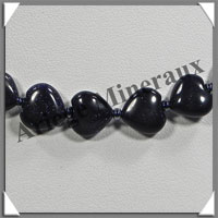 PIERRE DE NUIT (Synthse) - Collier Compos - Coeurs 10 mm - 41 cm - A002