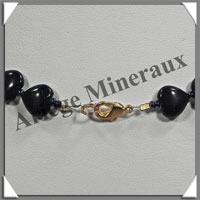 PIERRE DE NUIT (Synthse) - Collier Compos - Coeurs 10 mm - 41 cm - A002