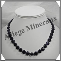 PIERRE DE NUIT (Synthse) - Collier Compos - Coeurs 10 mm - 44 cm - A003