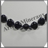 PIERRE DE NUIT (Synthse) - Collier Compos - Coeurs 10 mm - 44 cm - A003