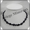 PIERRE DE NUIT (Synthse) - Collier Compos - Coeurs 10 mm et Perles 6 mm alterns - 42 cm - A004 Chine