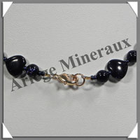PIERRE DE NUIT (Synthse) - Collier Compos - Coeurs 10 mm et Perles 6 mm alterns - 42 cm - A004