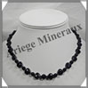 PIERRE DE NUIT (Synthse) - Collier Compos - Coeurs 10 mm et Perles 6 mm alterns - 42 cm - A005 Chine