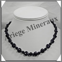 PIERRE DE NUIT (Synthse) - Collier Compos - Coeurs 10 mm et Perles 6 mm alterns - 42 cm - A005