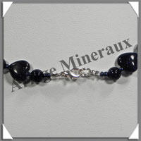 PIERRE DE NUIT (Synthse) - Collier Compos - Coeurs 10 mm et Perles 6 mm alterns - 42 cm - A005