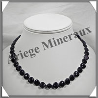 PIERRE DE NUIT (Synthse) - Collier Compos - Coeurs 10 mm - 44 cm - A006