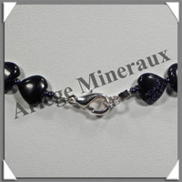 PIERRE DE NUIT (Synthse) - Collier Compos - Coeurs 10 mm - 44 cm - A006
