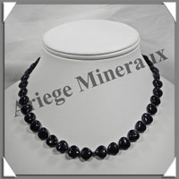 PIERRE DE NUIT (Synthse) - Collier Compos - Coeurs 10 mm - 41 cm - A007