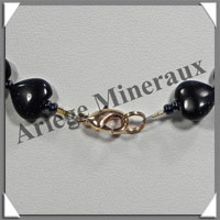 PIERRE DE NUIT (Synthse) - Collier Compos - Coeurs 10 mm - 41 cm - A007