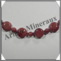 PIERRE de SOLEIL (Synthse) - Collier Compos - 9 Disques 10 mm et Perles 6 mm en dgrad - 43 cm - A003