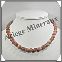 PIERRE de SOLEIL (Naturelle) - Collier Perles 10 mm - 45 cm - M001
