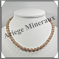 PIERRE de SOLEIL (Naturelle) - Collier Perles 8 mm - 45 cm - M002