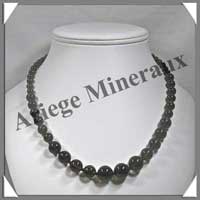 QUARTZ FUME (Naturel) - Collier Perles 6  12 mm en dgrad - 47 cm - M001