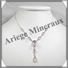 QUARTZ ROSE - Collier Argent - 9 Cabochons - 42 cm - P002 Brsil