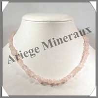 QUARTZ ROSE - Collier Baroque - Morceaux Petits - 40 cm - C30024