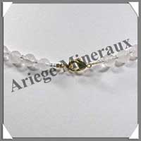 QUARTZ ROSE - Collier Compos - 5 Carrs 20x20 mm et Perles 6 mm en dgrad - 46 cm - M001