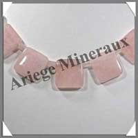QUARTZ ROSE - Collier Compos - 5 Carrs 20x20 mm et Perles 6 mm en dgrad - 44 cm - M003