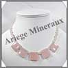 QUARTZ ROSE - Collier Compos - 5 Carrs 20x20 mm et Perles 6 mm en dgrad - 43 cm - M005 Brsil