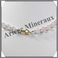 QUARTZ ROSE - Collier Compos - 5 Carrs 20x20 mm et Perles 6 mm en dgrad - 43 cm - M005