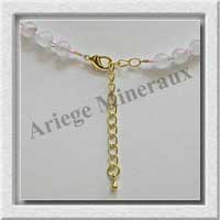 QUARTZ ROSE - Collier Compos - 3 Carrs 20x20 mm et Perles 6 mm en dgrad - 49 cm - M007