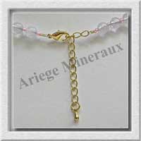 QUARTZ ROSE - Collier Compos - 5 Carrs 20x20 mm et Perles 6 mm en dgrad - 49 cm - M008