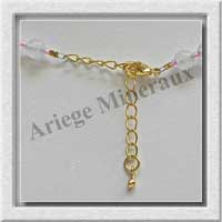 QUARTZ ROSE - Collier Compos - 5 Carrs 20x20 mm et Perles 6 mm en dgrad - 48 cm - M010