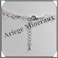 QUARTZ ROSE - Collier Compos - 3 Carrs 20x20 mm et Perles 6 mm en dgrad - 45 cm - M011