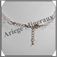 QUARTZ ROSE - Collier Compos - 3 Carrs 20x20 mm et Perles 6 mm en dgrad - 45 cm - M012