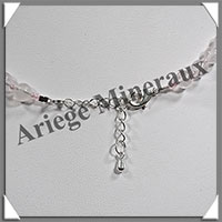 QUARTZ ROSE - Collier Compos - 5 Carrs 20x20 mm et Perles 6 mm en dgrad - 45 cm - M013