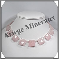 QUARTZ ROSE - Collier Compos - 15 Carrs 20x20 mm - 44 cm - M015