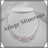 QUARTZ ROSE - Collier Compos - Disques 10  20 mm et Perles 6 mm en dgrad - 50 cm - M001 Brsil