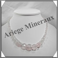 QUARTZ ROSE - Collier Compos - Disques 10  20 mm et Perles 6 mm en dgrad - 50 cm - M001