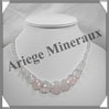 QUARTZ ROSE - Collier Compos - Disques 10  20 mm et Perles 6 mm en dgrad - 50 cm - M002 Brsil