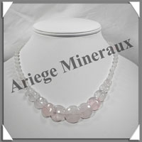 QUARTZ ROSE - Collier Compos - Disques 10  20 mm et Perles 6 mm en dgrad - 50 cm - M002