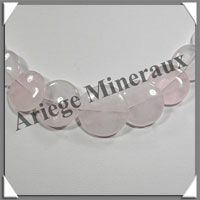 QUARTZ ROSE - Collier Compos - Disques 10  20 mm et Perles 6 mm en dgrad - 50 cm - M002