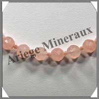 QUARTZ ROSE - Collier Perles Facetes 8 mm - 49 cm - A001