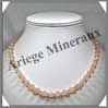 QUARTZ ROSE - Collier Perles Facetes 8 mm - 47 cm - A002 Brsil