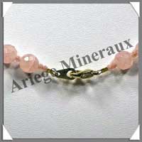 QUARTZ ROSE - Collier Perles Facetes 8 mm - 47 cm - A002