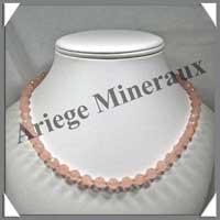 QUARTZ ROSE - Collier Perles Facetes 8 mm - 49 cm - A003