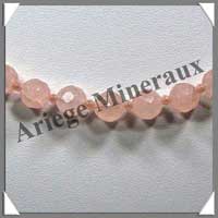 QUARTZ ROSE - Collier Perles Facetes 8 mm - 49 cm - A003