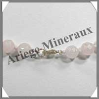 QUARTZ ROSE - Collier Perles Facetes 8 mm - 46 cm - A004