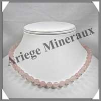 QUARTZ ROSE - Collier Perles Facetes 8 mm - 45 cm - A005